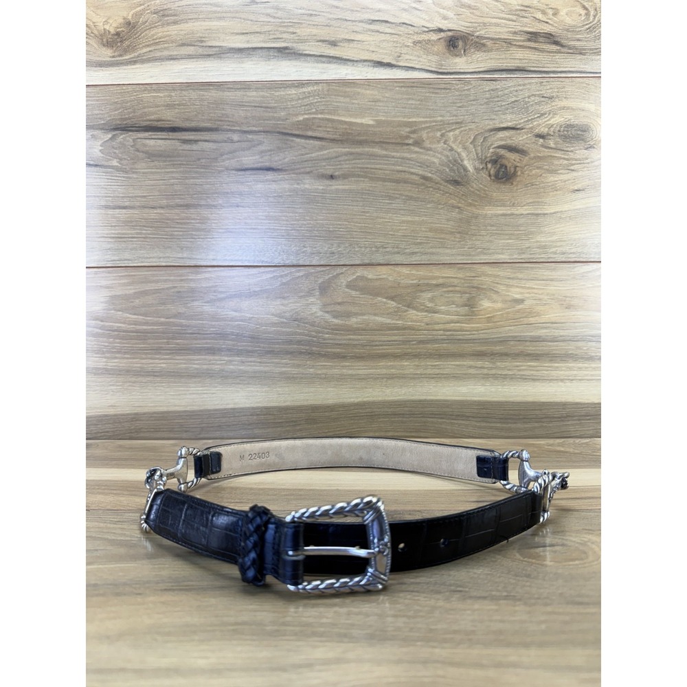Brighton South Western Womens Belt Size M Black Leather Horsebit Link